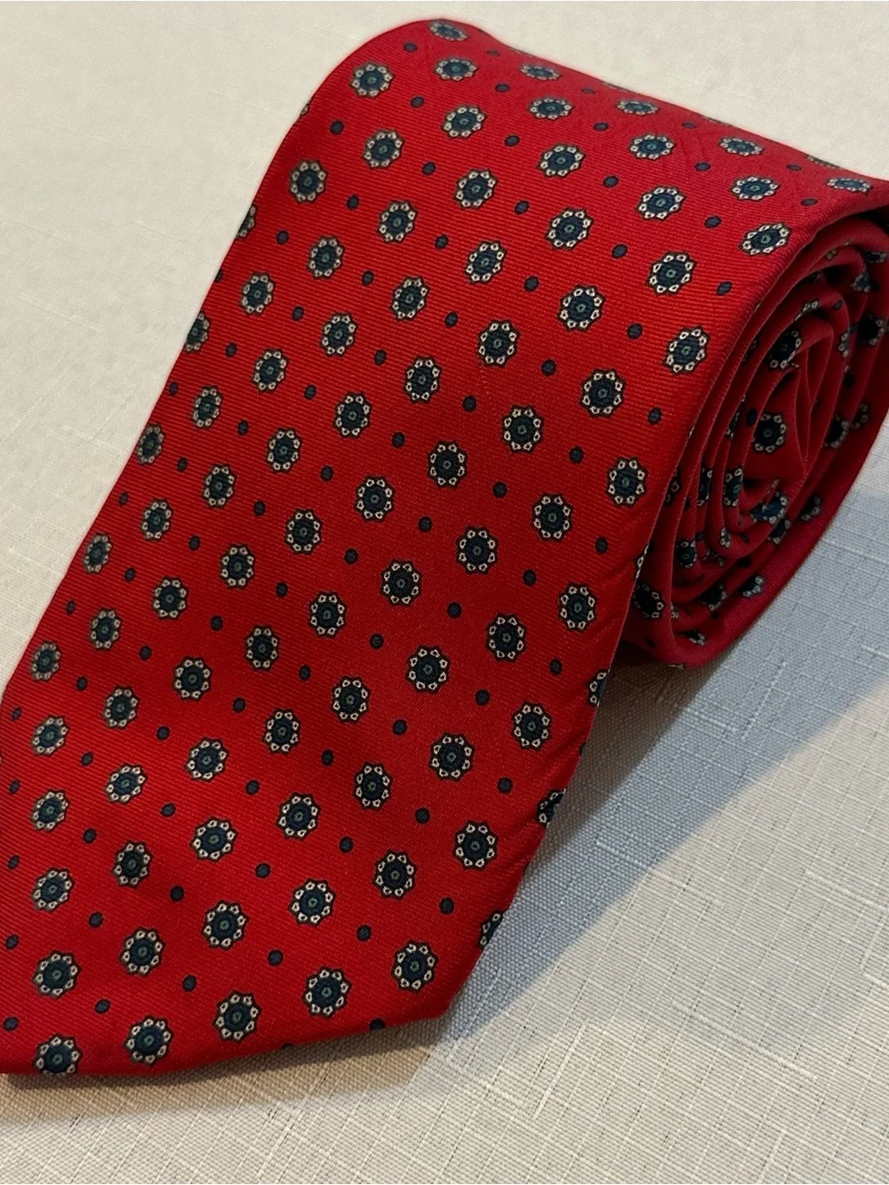 Christian Dior Red Medallion Tie